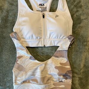 White and Tan Camouflage Sports Bra Duo